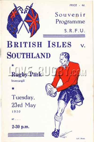 1950 Southland v British Isles  Rugby Programme
